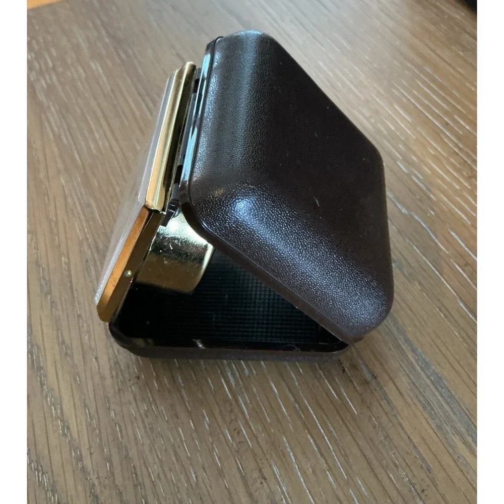 Vintage Westclox Folding Portable Travel Alarm Brown Hard Shell Case And Working